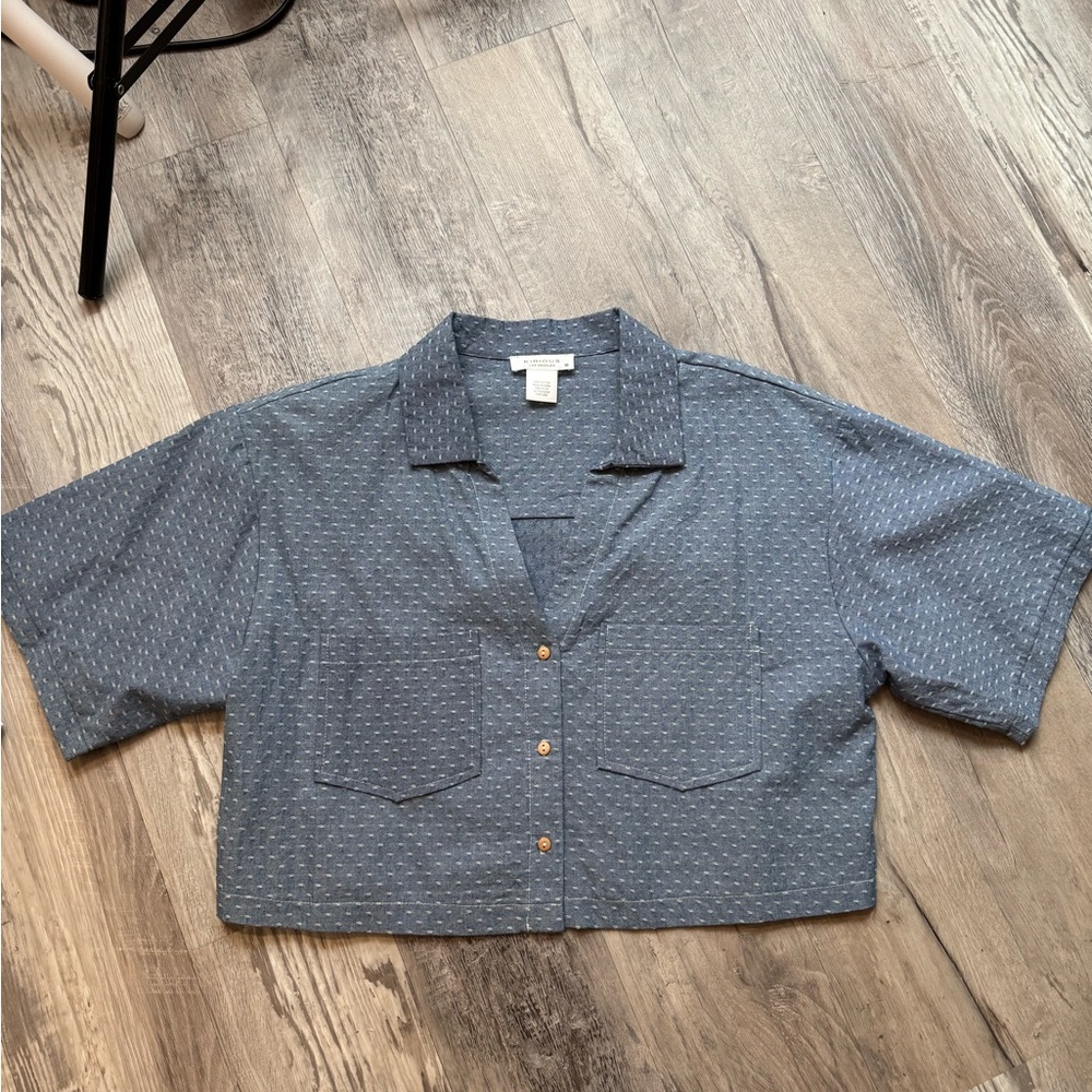 Blue Button-Up Women's Top
